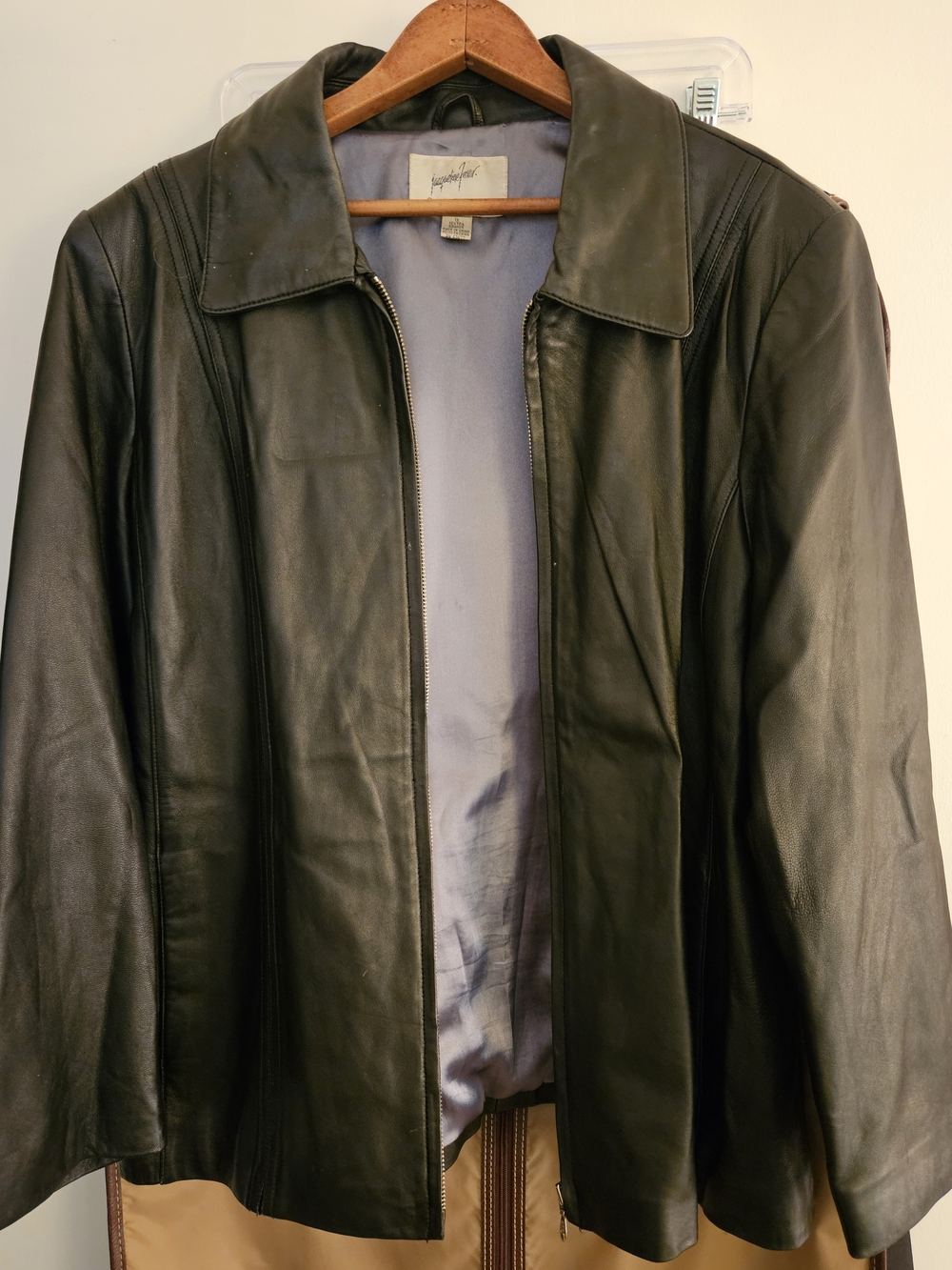 Classic Black Leather Zip-Front Jacket